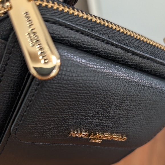 Karl Lagerfeld Paris PinMount Logo Faux Leather Zip Around Wallet Crossbody Nwt - Picture 12 of 12